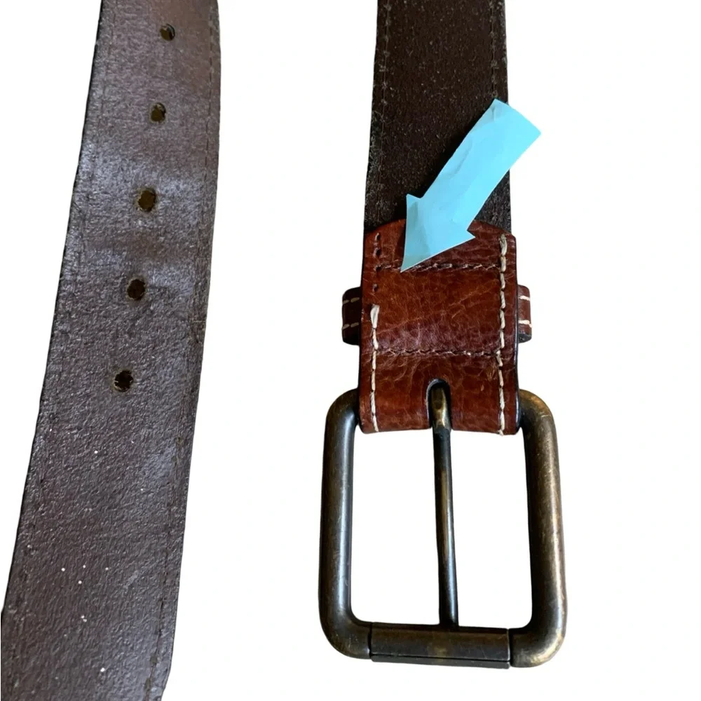 Men’s Banana Republic Brown Worn Broken-In Leather Bronze Buckle Belt